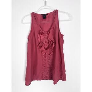 White House Black Market Pink Ruffle Blouse